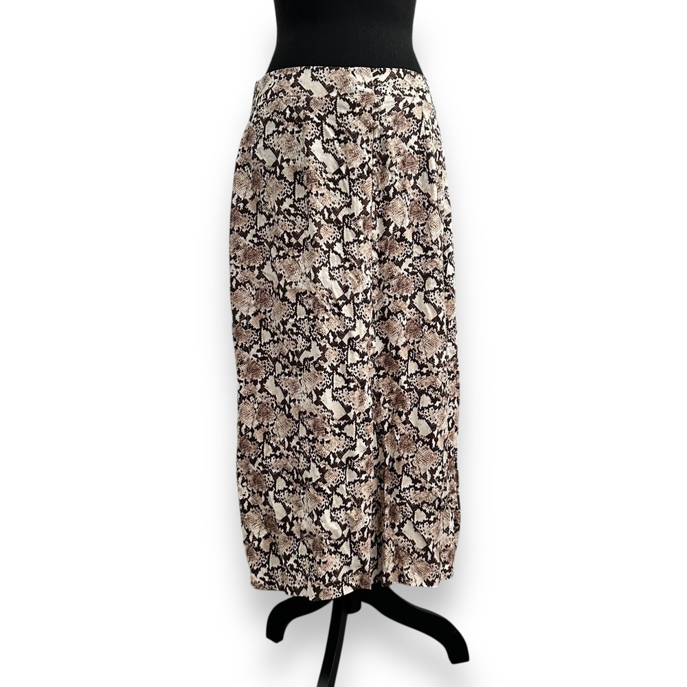 AMP Snakeskin Print Maxi Skirt with Front Slit & Button Detail - Size Medium Y2K